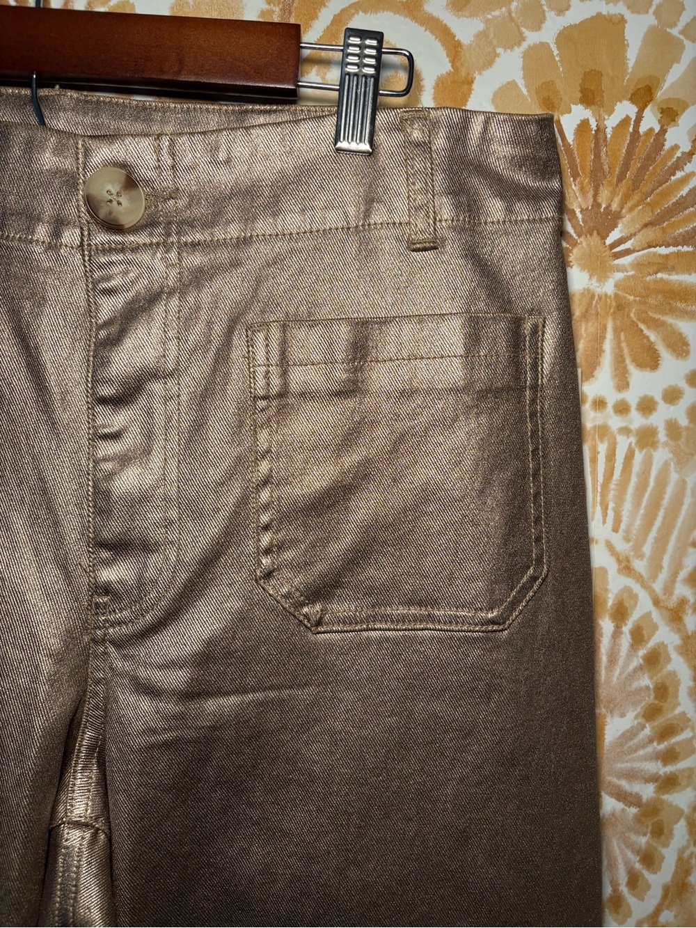 NWT Nurture Metallic Bronze Wide Leg Pants Coated Holiday Party - Picture 7 of 12